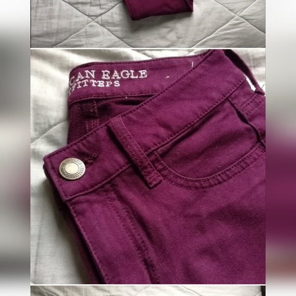 Burgundy Knit Jeggings Cotton Blend Size 00  | AE - Picture 4 of 5